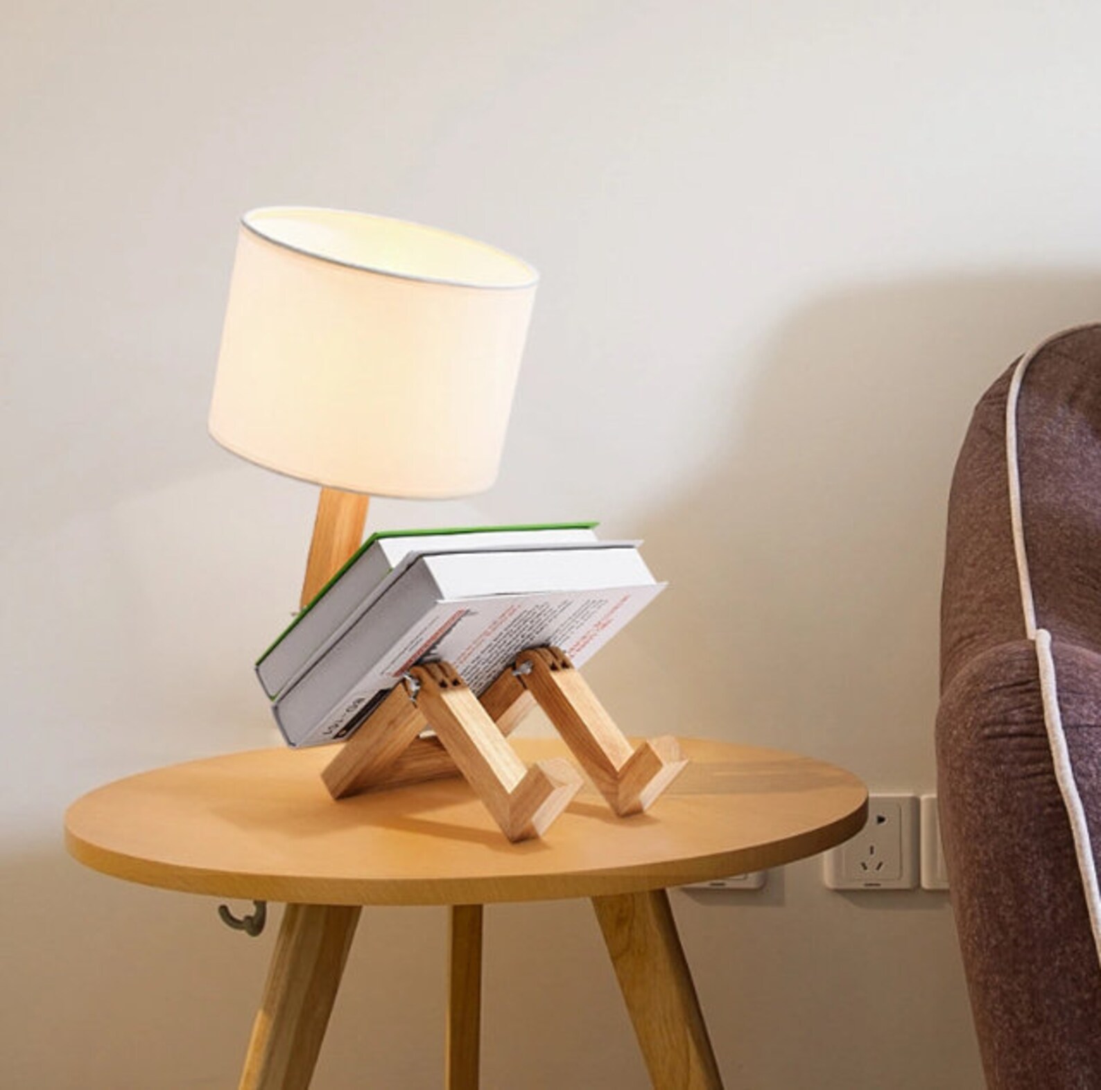 Handmade wooden Robot Lamp Etsy