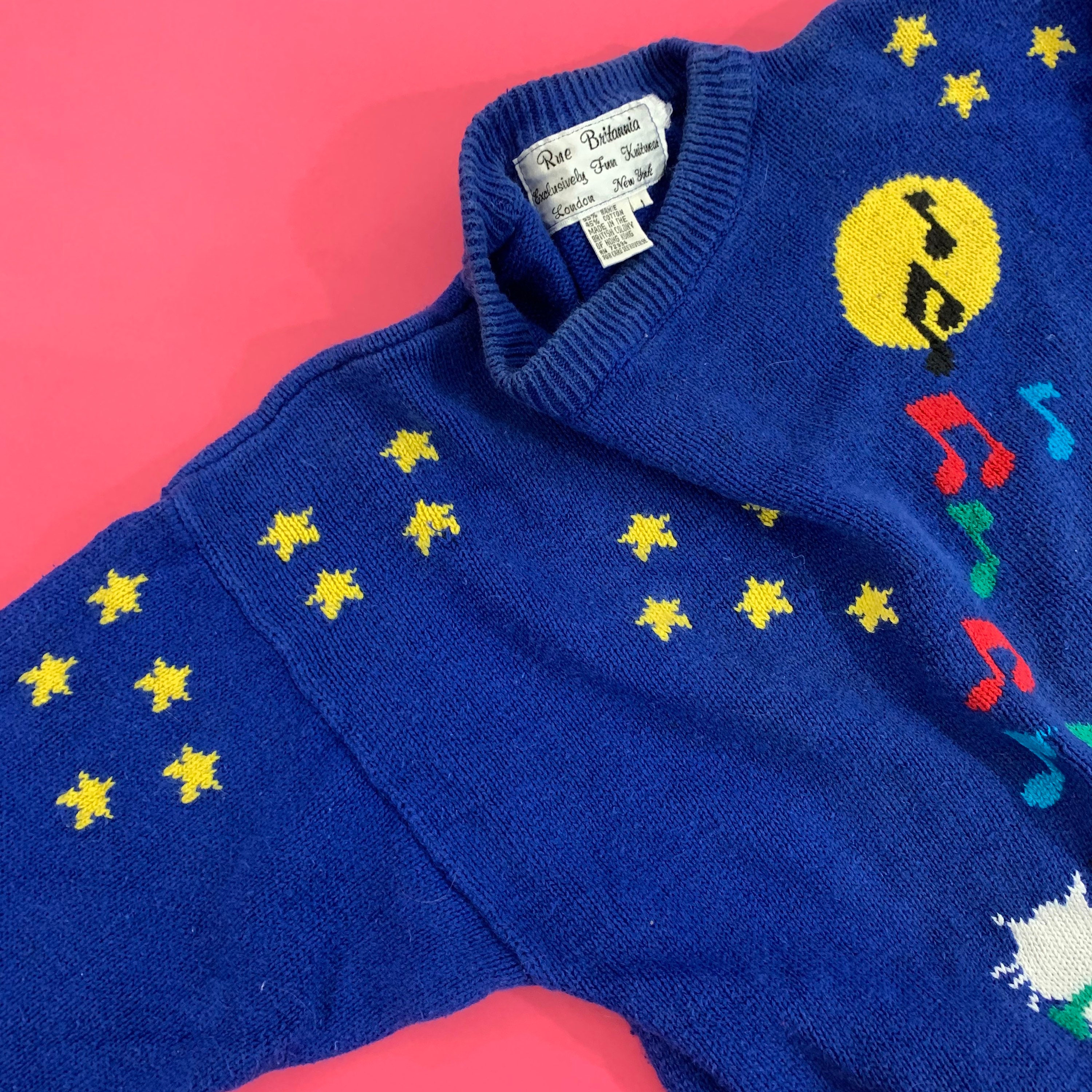 Vintage 80s Novelty Cat Sweater with Moon and Stars and Etsy