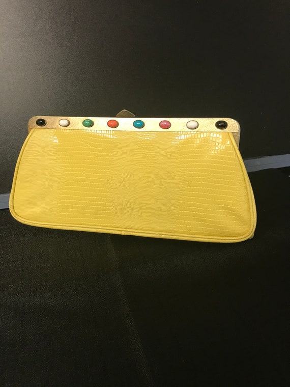 JR Florida Julius Resnick Yellow Leather Clutch Ba
