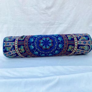 Elephant Mandala Yoga Mat Bag: Blue Rajasthani Print Bohemian Gym Bag