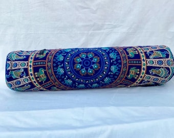 Elephant Mandala Yoga Mat Bag: Blue Rajasthani Print Bohemian Gym Bag