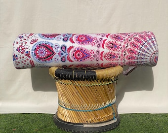 Bolsa para esterilla de yoga con estampado paisley rosa / Bolsa para esterilla de yoga acolchada hecha a mano en algodón / Bolsa para pilates y fitness
