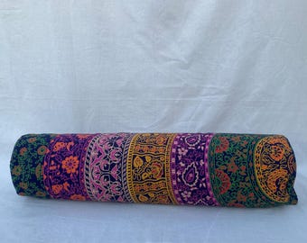 Indische Yogatasche mit Blumenmuster – Handgenähter Baumwollcanvas, verstellbarer Gurt