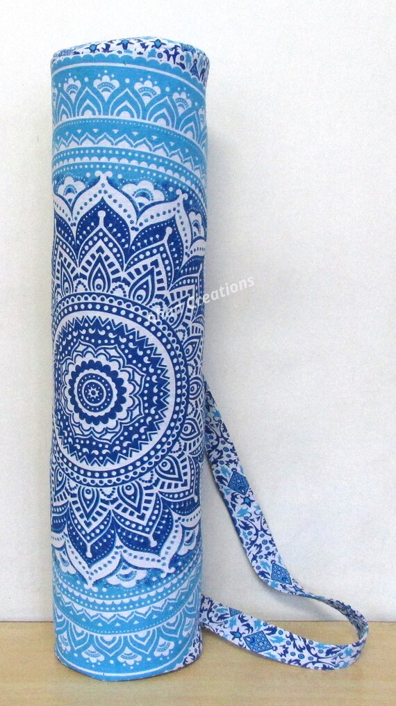 1PC Cotton Yoga Pilates Mat Sling Strap for Pilates Exercise Hand Print Indian 