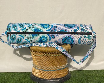 Blue Mandala Yoga Mat Bag | Ethnic Cotton Carry Case