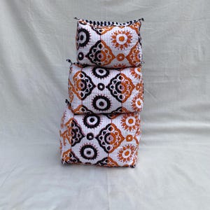 Set Of 3 Block Print Toiletry Bag, Bestseller Handmade Cotton Makeup Bag, Cosmetic Bag,Block Print Bag, Washable Bag, Travel Pouch. For Gift