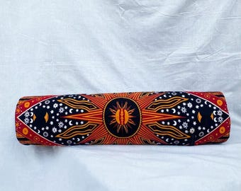 Handgemachte Yogamatten Tasche aus Baumwolle mit Orangem Sonnenmuster