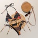 Women's Christmas Stripe Recycled Bandeau Bikini - Quick Drying Fabric With UPF 50+