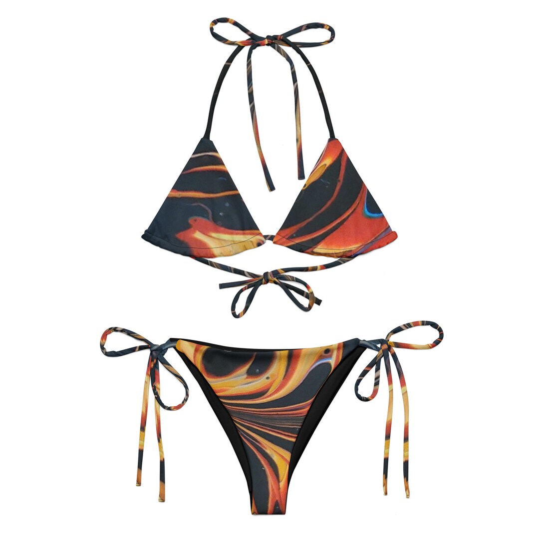Women's Christmas Stripe Recycled Bandeau Bikini - Quick Drying Fabric With UPF 50+ main image 1