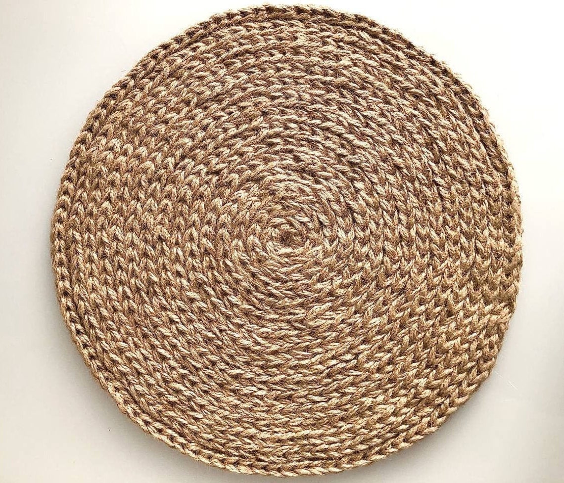 Jute placemats Round shape 12 inches Jute bohemian Etsy