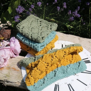 Hand-knitted dishcloths, washcloths, soap towels - set made of colorful cotton