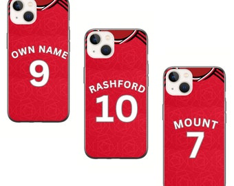 Manchester U 2023/24 Home Retro Football Shirt Personalised Protective Premium Hard Rubber Silicone Phone Case Cover Gift