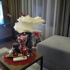 Nightlight lamp Wedding table centerpiece  White rose-vase   lamp Flower lampshade with LED centerpiece Romantic present