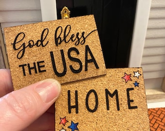 Dollhouse Miniatures doormat, July 4, insert for lattice doormat
