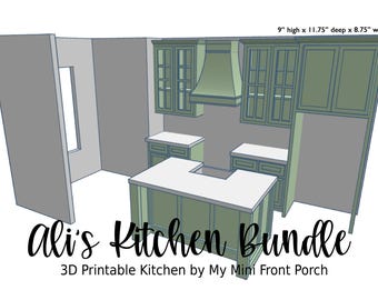 STL file, dollhouse miniature, Ali's Kitchen Bundle, 3D objects, Alison