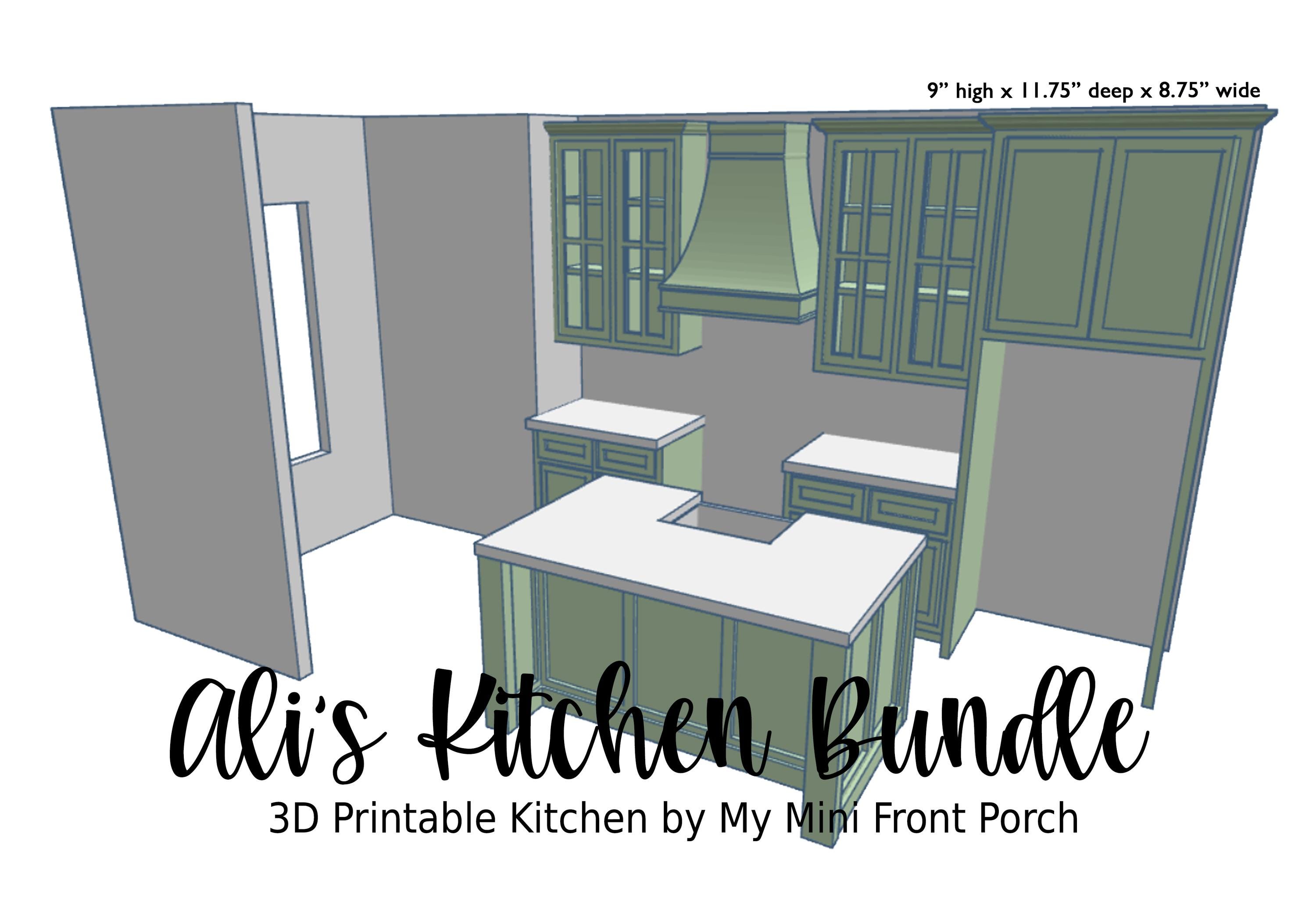 STL-bestand, miniatuur poppenhuis, Ali's Kitchen Bundle, 3D-objecten, Alison