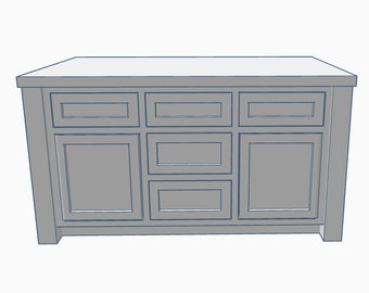 STL file, Kitchen Island, dollhouse miniature, 3D objects