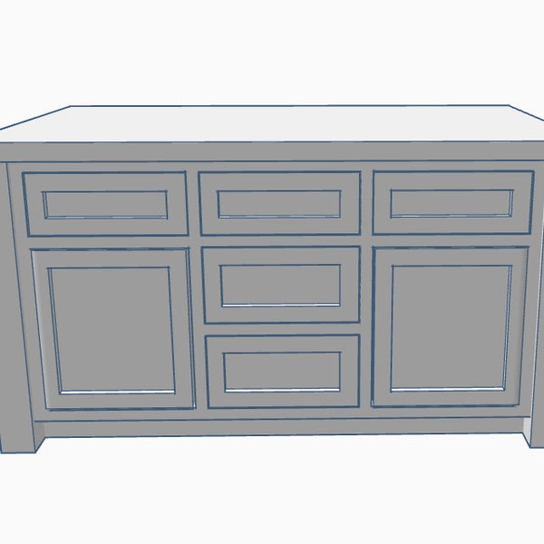 STL file, Kitchen Island, dollhouse miniature, 3D objects