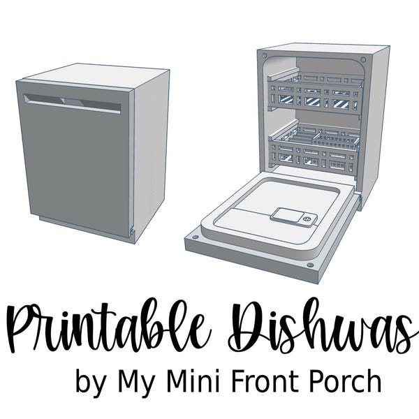 STL file, dollhouse miniature Dishwasher, 3D object