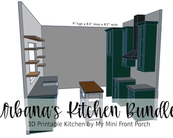 Archivo STL, miniatura de casa de muñecas, paquete de cocina de Urbana, objetos 3D, casa adosada