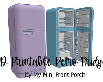 STL file, dollhouse miniature Refrigerator, 3D object, Retro Fridge