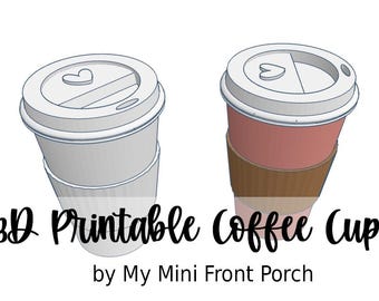 STL file, dollhouse miniature coffee cup, 3D objects