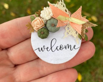 Dollhouse Miniature door hanger, Autumn welcome