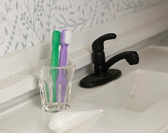 Dollhouse Miniature toothbrush, toothpaste