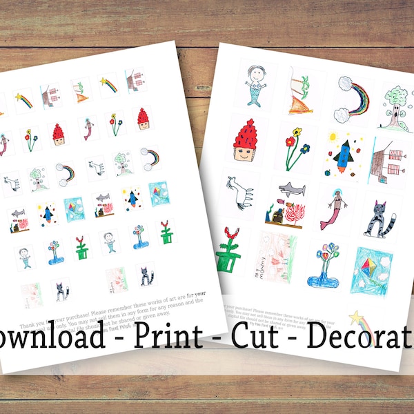 Dollhouse Miniature Child's Drawings Printable