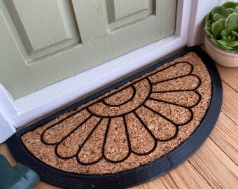 Dollhouse Miniatures Round, half circle doormat