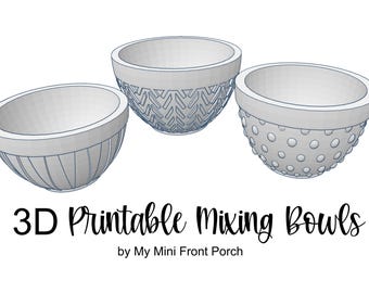 STL file, dollhouse miniature mixing bowls, 3D object