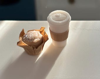 Dollhouse Miniature Coffee and Muffin, breakfast