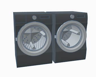 STL file, dollhouse miniature washer dryer set, 3D object
