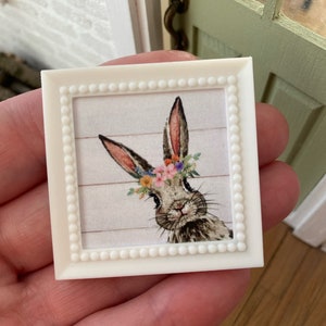 Dollhouse Miniature Rabbit Framed Art, bunny, Easter