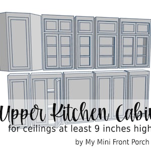 STL file, dollhouse miniature, Upper Kitchen Cabinet Bundle, 3D objects, 9 inch ceiling