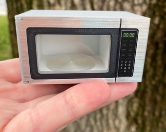 Dollhouse Miniature microwave, "stainless steel, 1/12 scale