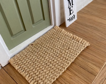 Dollhouse Miniatures woven jute doormat