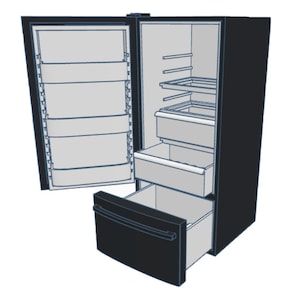 STL file, dollhouse miniature Refrigerator, 3D object