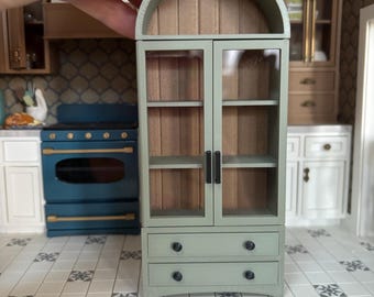 Dollhouse Miniature Arched Cabinet, bookcase, shelving