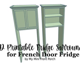 STL file, dollhouse miniature, Fridge Surround, French Door Fridge, 3D objects
