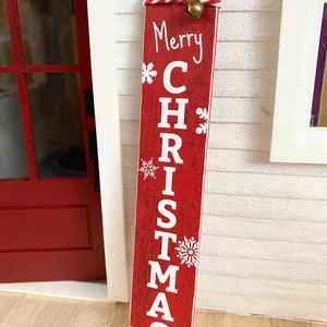 Dollhouse Miniatures Red "Merry Christmas" Plank Sign