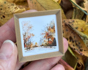 Dollhouse Miniatures, framed art, Autumn in the City