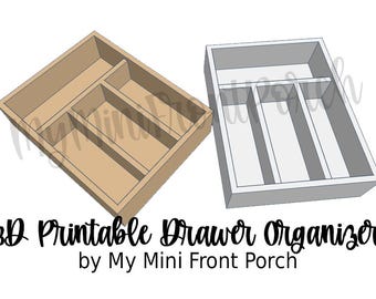 STL file, dollhouse miniature drawer organizer, 3D object