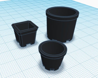 STL file, dollhouse miniature greenhouse pots, 3D objects