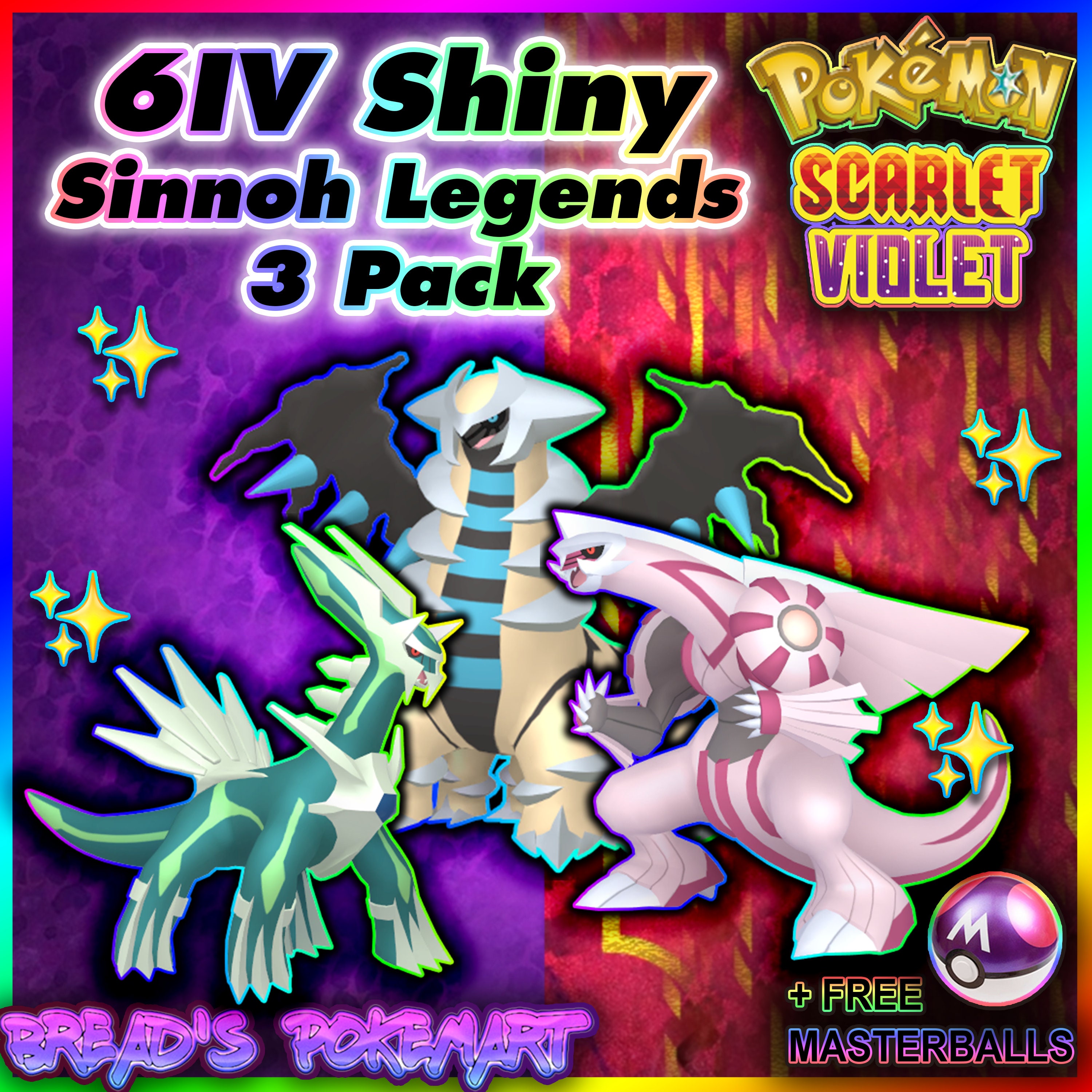 Shiny 6IV Palkia, Giratina, and Dialga in both forms Legendary Pokemon 6 PC  Bundle for Legends Arceus, Scarlet, and Violet in 2023