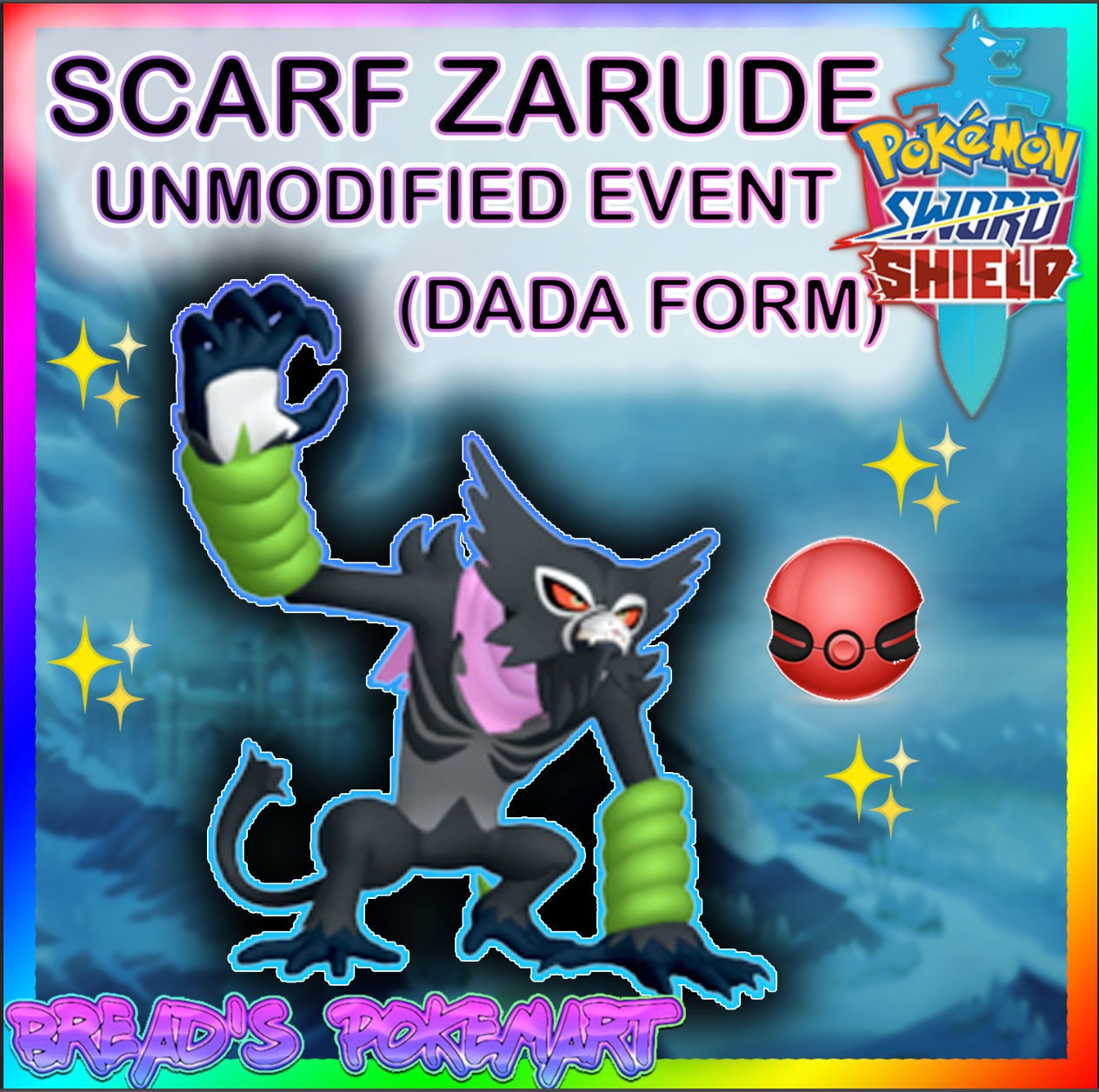 Pokemon Sword and Shield // Unmodified ZARUDE Dada Scarf Etsy
