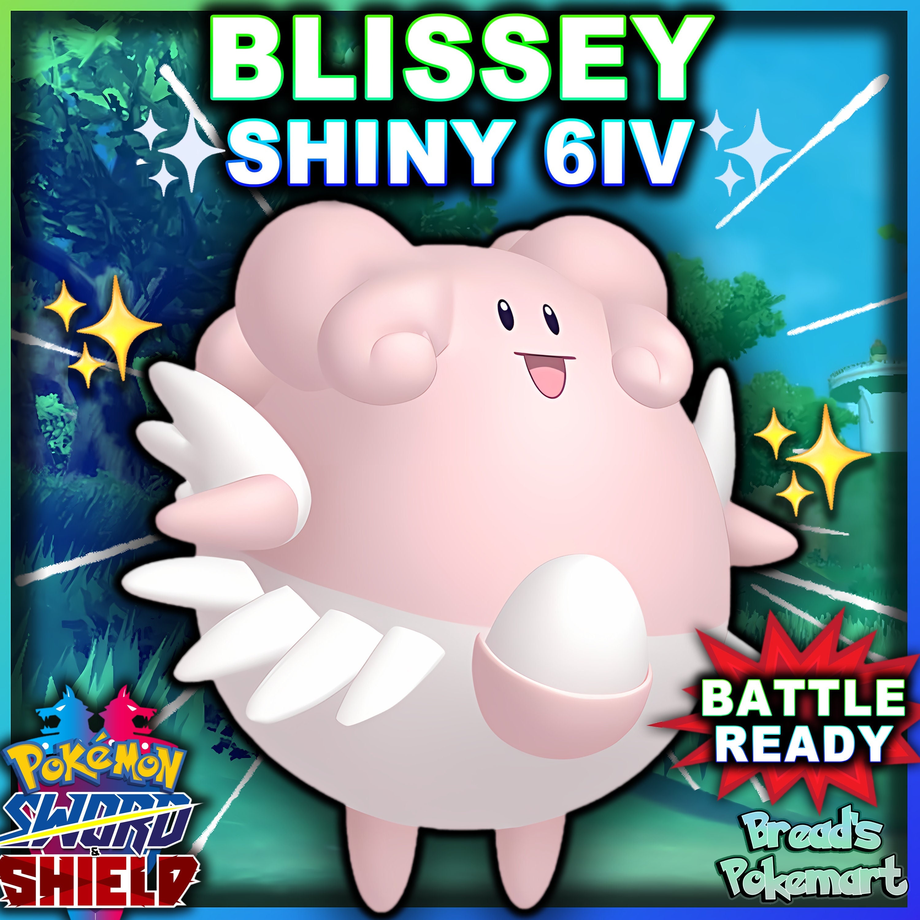 Ultra Shiny 6IV BLISSEY // Pokemon Sword and Shield // lv100 Competitive  Battle Ready Set +EV Trained stats +Free MasterBall // Fast Trade