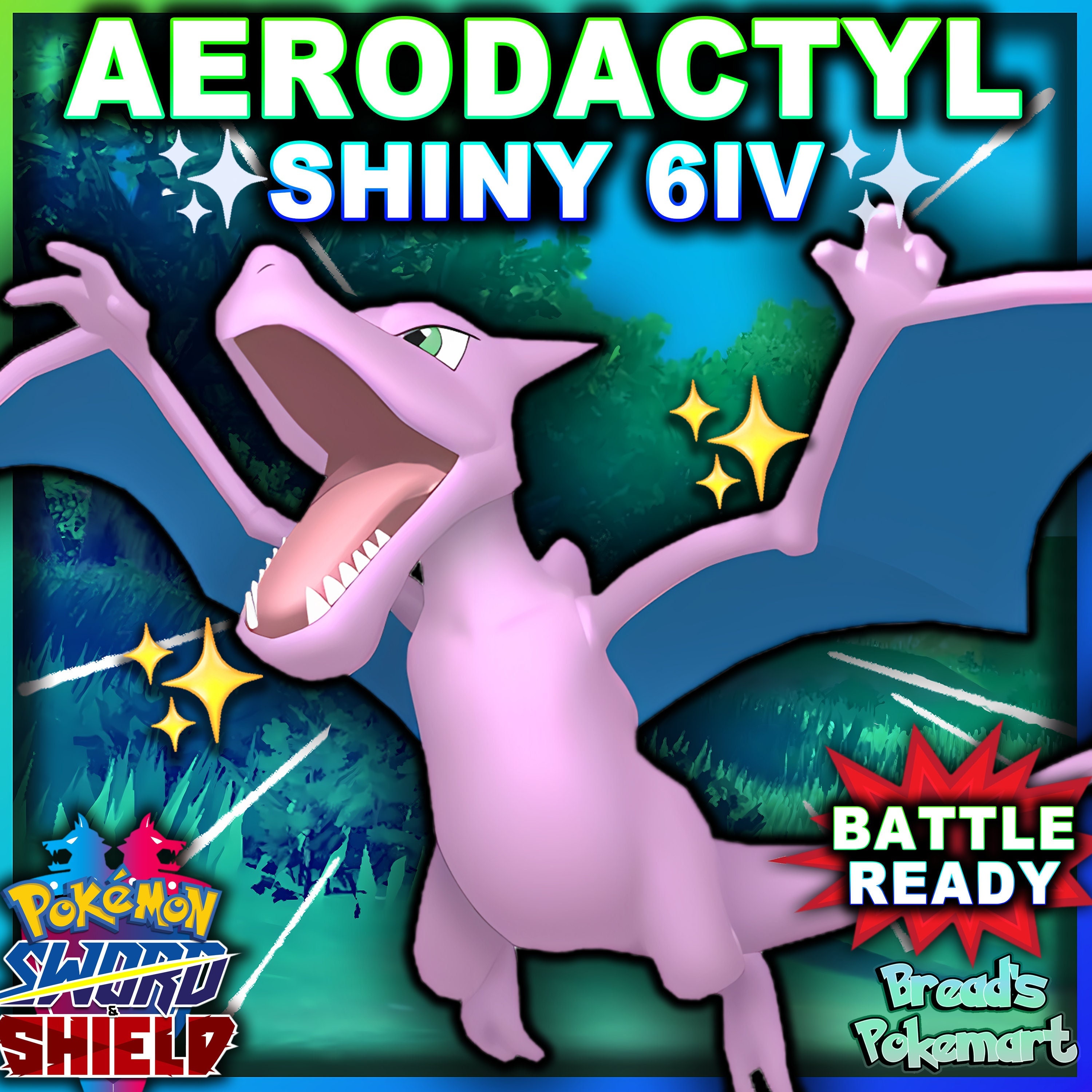 Pokemon Sword and Shield Shiny Aerodactyl 6IV-EV Trained