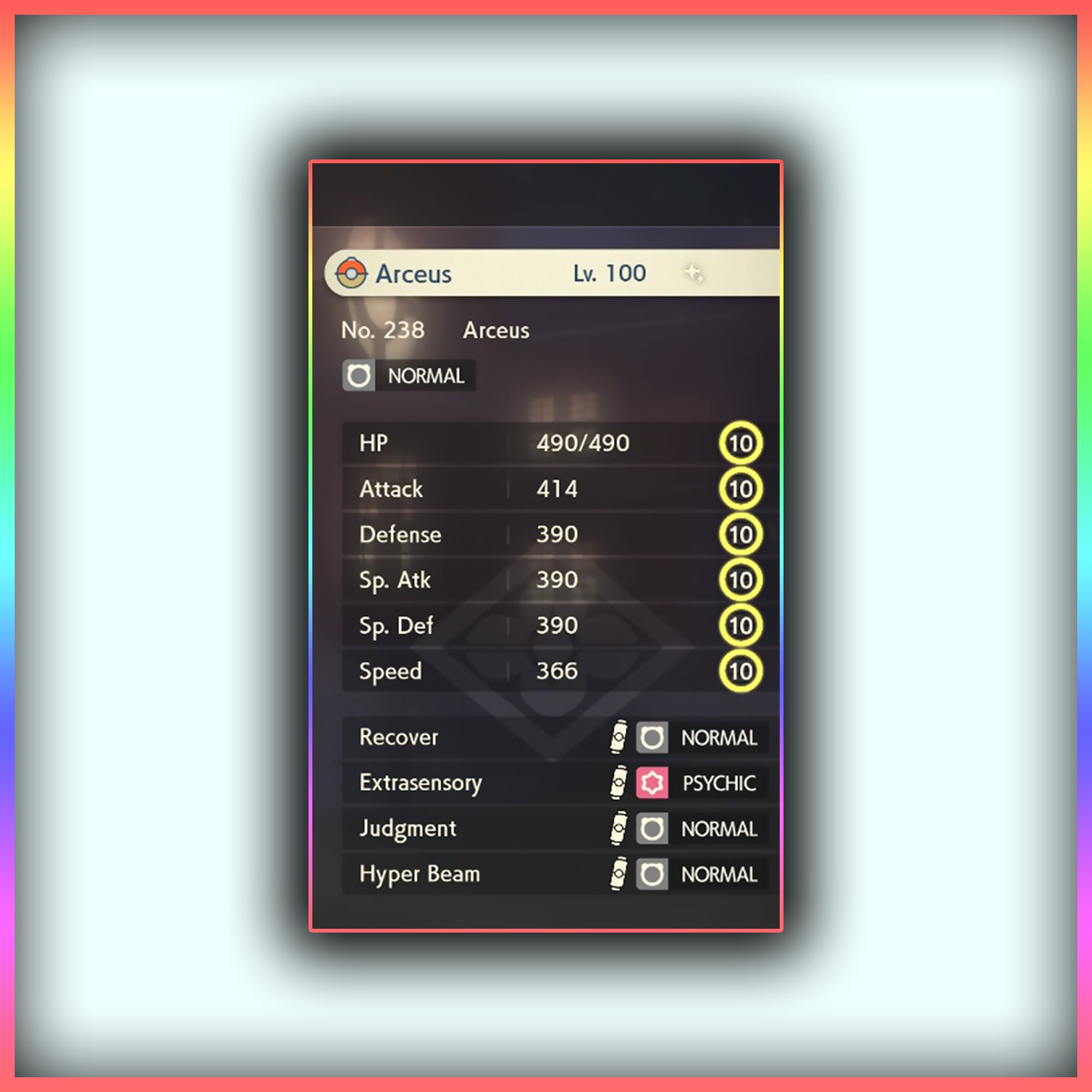 Pokemon Legends: Arceus Shiny Regigigas Max Stats 