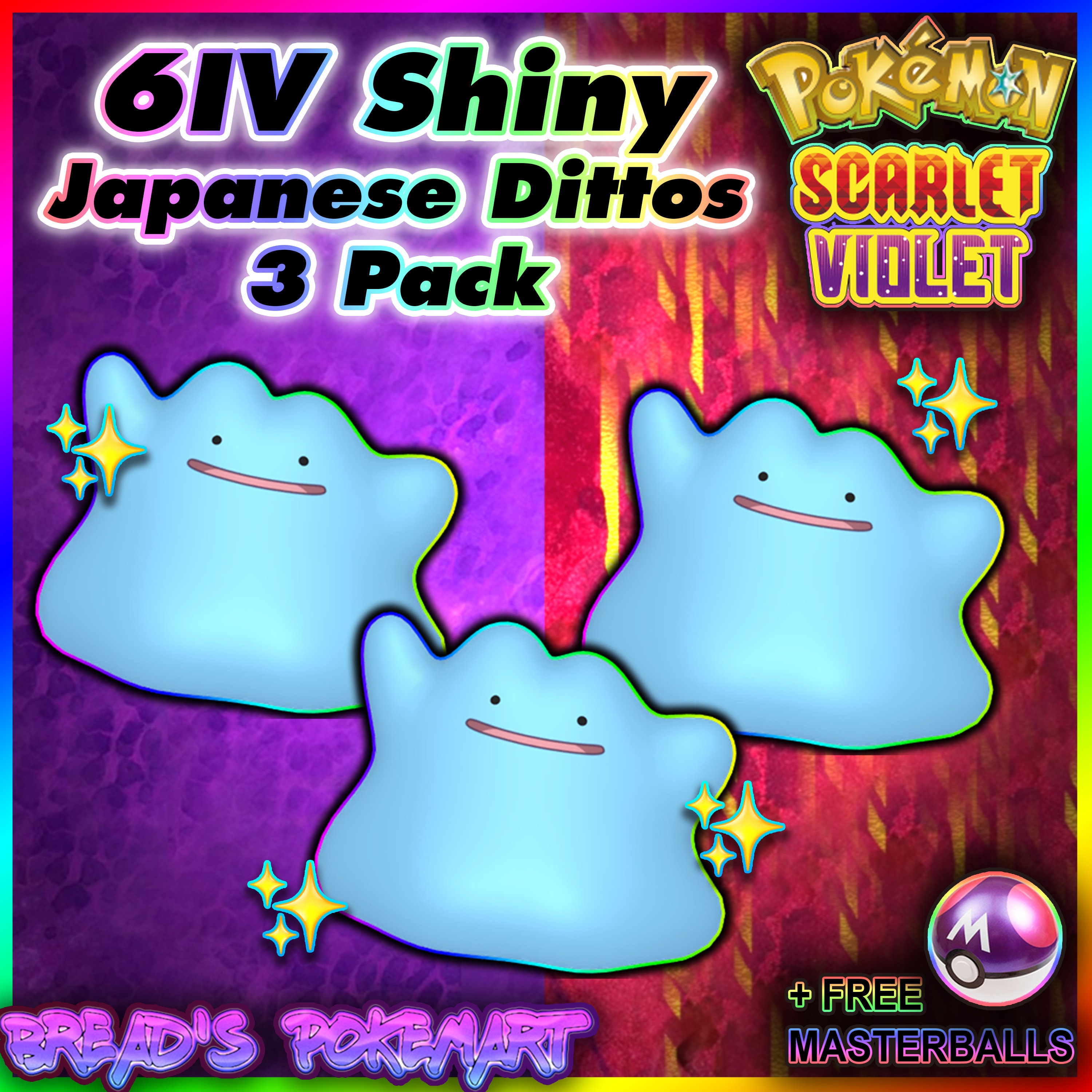 6IV Shiny DITTOS Pack of 3 Bundle // Japanese Pokemon // Etsy